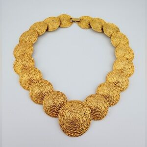 Vintage Les Bernard Unsigned Textured "Sunburst" Spiral Collar Necklace 157g
